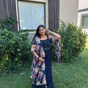 Floral Black and Pink Women Salwar